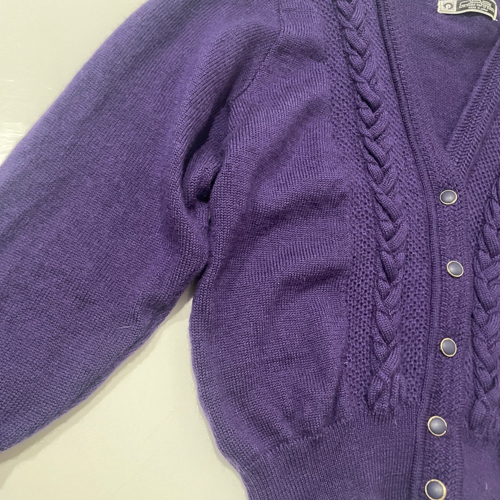 Purple Wool Knit Women's Cardigan - Picture 2 of 5